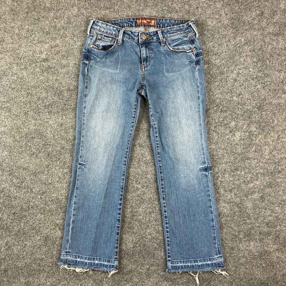 Hint Jeans Womens Size 11 Blue Distressed BootcutFrayedHemMediumWashDenim Casual